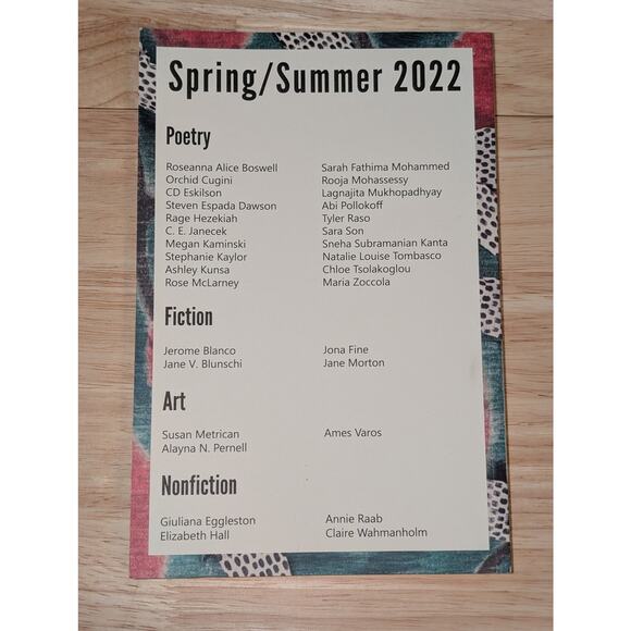 Cream City Review Literary Magazine UW-Milwaukee Spring/Summer 2022 Vol 46 No 1 - Picture 6 of 7